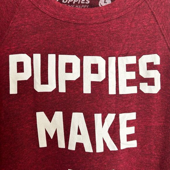 Puppies Make Me Happy Maroon Sweatshirt - Picture 5 of 8